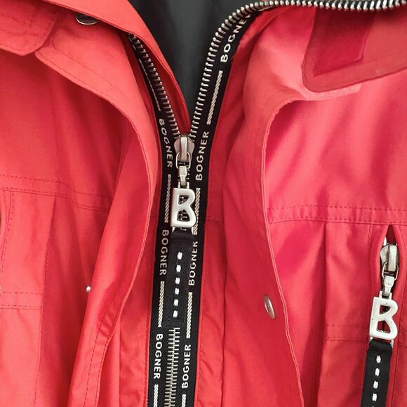 Bogner Winter Ski Red Bomber Snowboard Zipper Pocket Jacket Men's Sz 46 Vintage - Picture 11 of 16